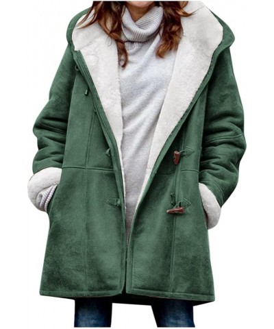 Coats for Women Trendy Womens Hooded Jacket Women's Jacket Trendy 2023 Fuzzy Long Sleeve Casual Button Winter Oversized Coat ...