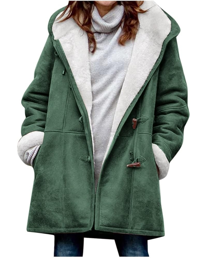 Coats for Women Trendy Womens Hooded Jacket Women's Jacket Trendy 2023 Fuzzy Long Sleeve Casual Button Winter Oversized Coat ...