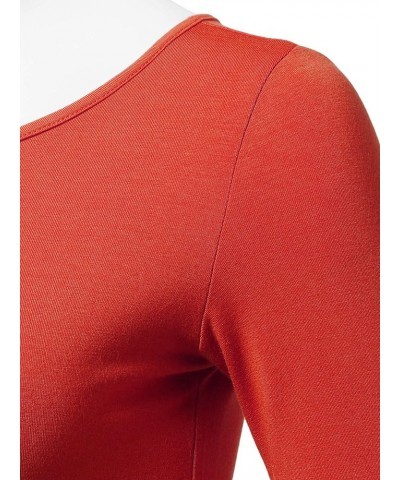 Women's Basic Stretchy 1/2 Sleeve Crewneck Slim Fit T-Shirt Top with Plus Size Stt017_red $11.39 Shoes