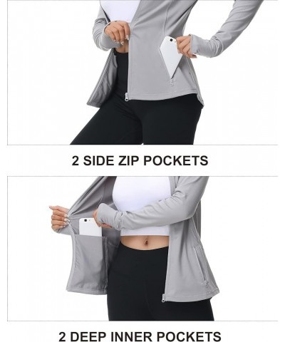 Womens Sports Jackets Zip Up Workout Yoga Jacket with Pockets Solid Grey $18.19 Jackets