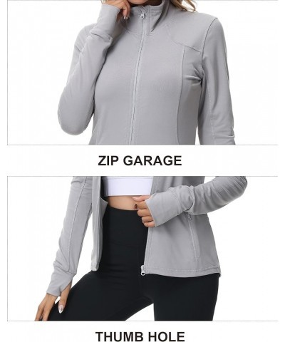 Womens Sports Jackets Zip Up Workout Yoga Jacket with Pockets Solid Grey $18.19 Jackets