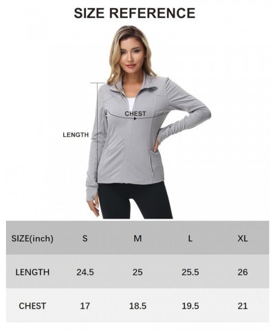 Womens Sports Jackets Zip Up Workout Yoga Jacket with Pockets Solid Grey $18.19 Jackets