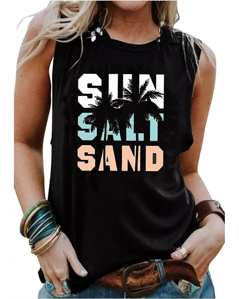 Womens Sun Coconut Tree Funny Summer Sleeveless Tank Tops Casual Basic Tank Tops Vacation Vintage Print Loose Fit Tanks Sun S...