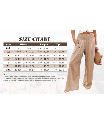 Womens Cotton Linen Pants Wide Leg High Waist Long Palazzo Trousers with Pocket White $9.34 Pants