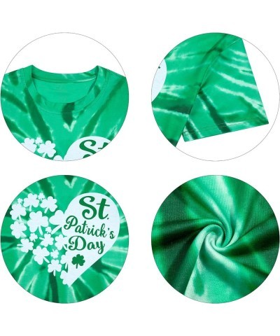 St. Patrick's Day T-Shirt Women St Patricks Rainbow Shirt Shamrock Lucky Graphic Shirt Lucky Gift Tee Tops Tie-dye Green $9.4...