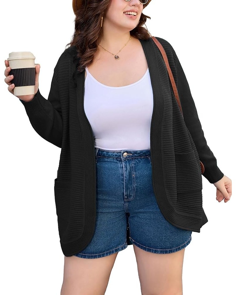 Women's Plus Size Cable Knit Cardigan Sweaters Lightweight Open Front Fall Outwear A-black $11.99 Sweaters