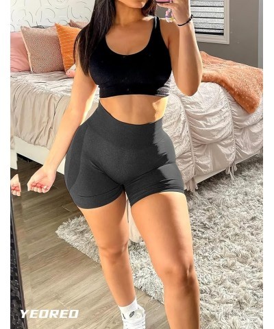 Seamless High Waisted Shorts for Women Smile Contour Biker Shorts Gym Yoga Workout 1 B Grey $9.60 Activewear