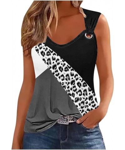 Tank Top for Women Sleeveless Geometric Print Suspender Summer Loose Basic Workout Casual Crewneck O Ring Shoulder Shirt 06bl...