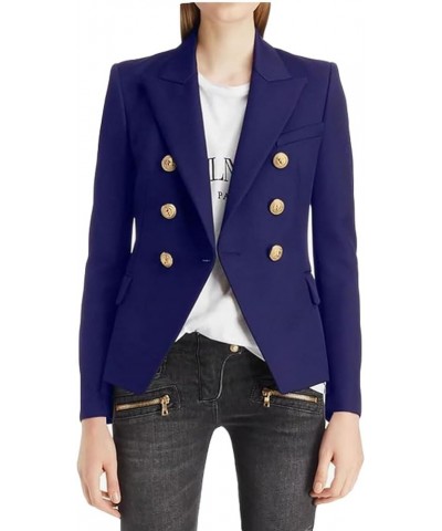 Womens Double Breasted Open Front Coat with Long Sleeves Casual Blazer Notch Lapel Business Jacket Navy $14.10 Suits