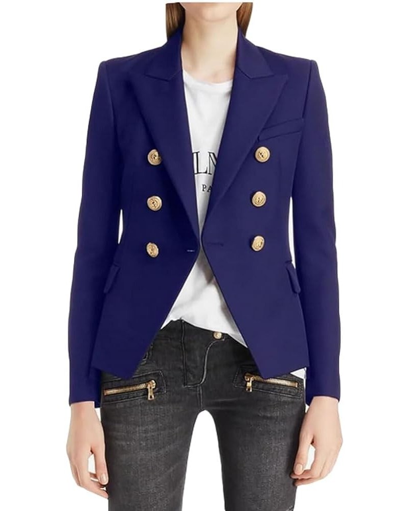 Womens Double Breasted Open Front Coat with Long Sleeves Casual Blazer Notch Lapel Business Jacket Navy $14.10 Suits