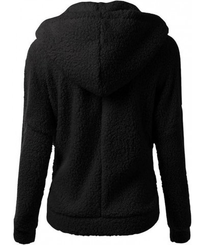 Fuzzy Fleece Jackets For Women Winter Warm Soft Zipper Hooded Coats Tops Long Sleeve Solid Casual Wool Outwear Winter Coats f...