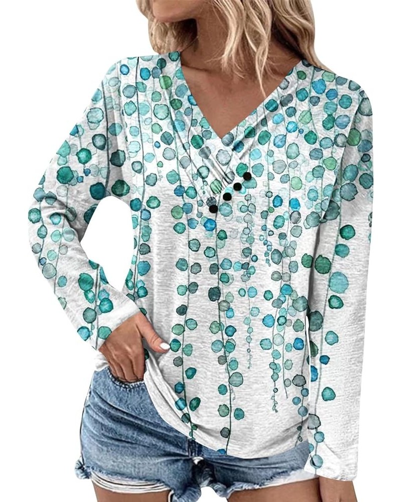 Women V Neck Short/Long Sleeve Tops Casual Button Shirts Trendy Slim Fit T Shirt Tunic Tops to Wear with Leggings A4-green $7...