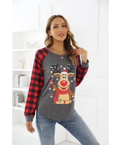 Womens Merry Christmas Shirts This is My Christmas Movies Watching Shirt Long Sleeve Plaid Raglan Splicing Graphic Tee Top 1 ...