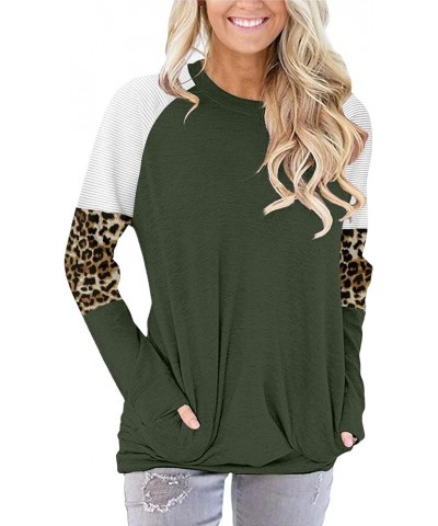 Womens Pocket Shirts Pullover Sweatshirt Loose Fit D Z-green $17.44 Hoodies & Sweatshirts