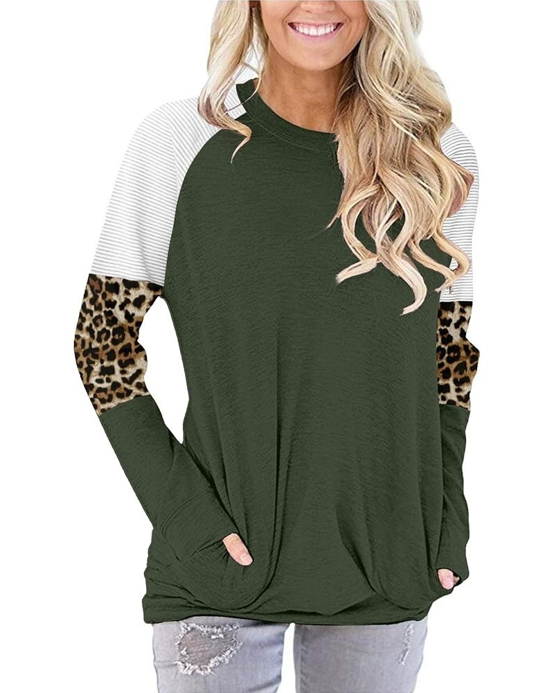 Womens Pocket Shirts Pullover Sweatshirt Loose Fit D Z-green $17.44 Hoodies & Sweatshirts