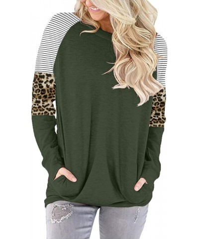 Womens Pocket Shirts Pullover Sweatshirt Loose Fit D Z-green $17.44 Hoodies & Sweatshirts