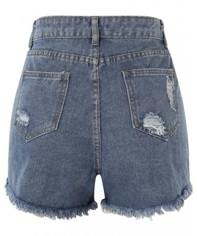 Summer Denim Shorts Womens High Waisted Tight Mini Short Jeans Pocket Zipper Floral Lace Trim Hot Pants Blue_15 $7.27 Shorts