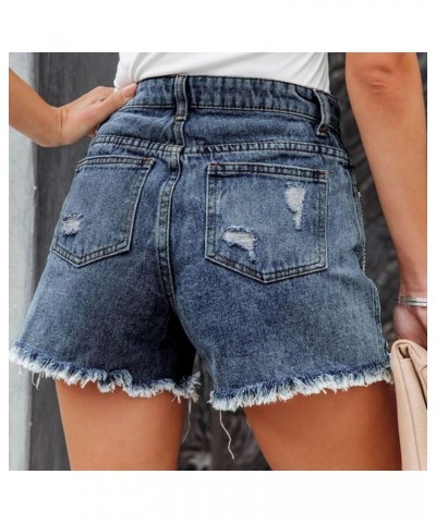 Summer Denim Shorts Womens High Waisted Tight Mini Short Jeans Pocket Zipper Floral Lace Trim Hot Pants Blue_15 $7.27 Shorts