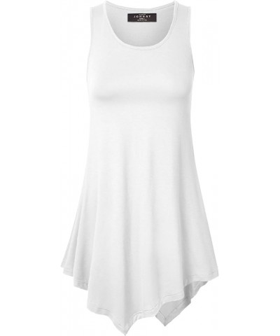 Women's Sleeveless Comfy Tunic Tank Top with Various Hem - Plus Size Wt671_white $11.85 Tops