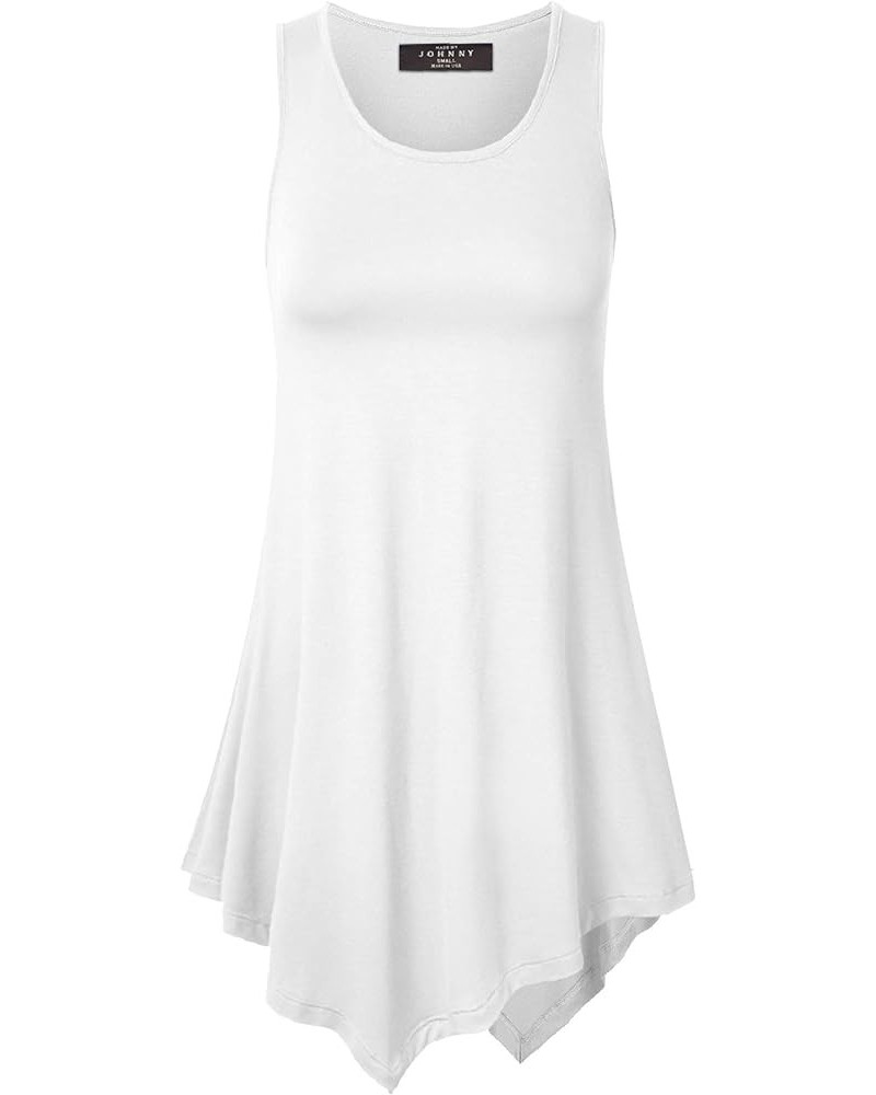 Women's Sleeveless Comfy Tunic Tank Top with Various Hem - Plus Size Wt671_white $11.85 Tops