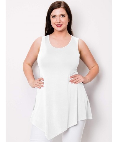 Women's Sleeveless Comfy Tunic Tank Top with Various Hem - Plus Size Wt671_white $11.85 Tops