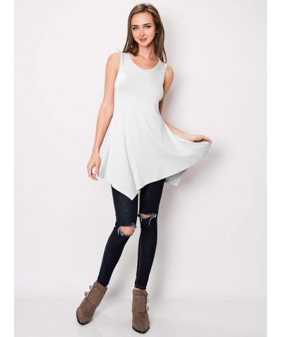 Women's Sleeveless Comfy Tunic Tank Top with Various Hem - Plus Size Wt671_white $11.85 Tops