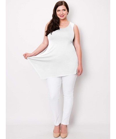 Women's Sleeveless Comfy Tunic Tank Top with Various Hem - Plus Size Wt671_white $11.85 Tops