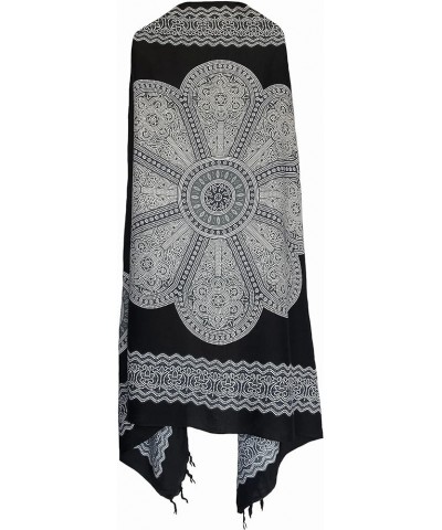 Mandala Sarong Wraps from Bali Beach Cover Up Flower Black/Grey $14.55 Swimsuits