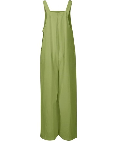 Women's Rompers Summer Casual Solid Color Loose Retro Cotton Linen Overalls Jumpsuit Jumpsuits 2-green $10.61 Overalls