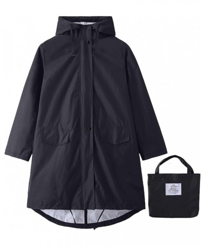 Womens Waterproof Rain Jacket with Hood Lightweight Long Sleeve Windbreaker Zip Up Drawstring Raincoat with Pockets Black-pac...