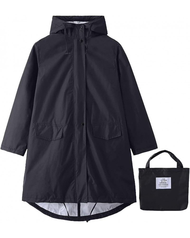 Womens Waterproof Rain Jacket with Hood Lightweight Long Sleeve Windbreaker Zip Up Drawstring Raincoat with Pockets Black-pac...