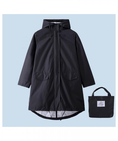 Womens Waterproof Rain Jacket with Hood Lightweight Long Sleeve Windbreaker Zip Up Drawstring Raincoat with Pockets Black-pac...