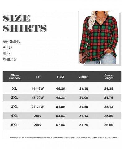 Plus Size Tops for Women Long Sleeve Casual Ragal Shirts Henley Fall Blouse XL-5XL 706-plaid $12.00 Tops