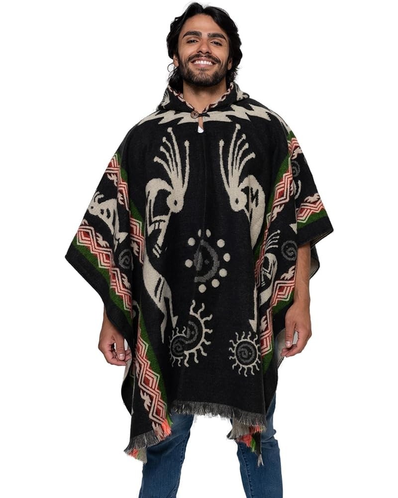 Handmade Ecuadorean Alpaca Wool Ponchos Black Pomasqui $38.25 Coats