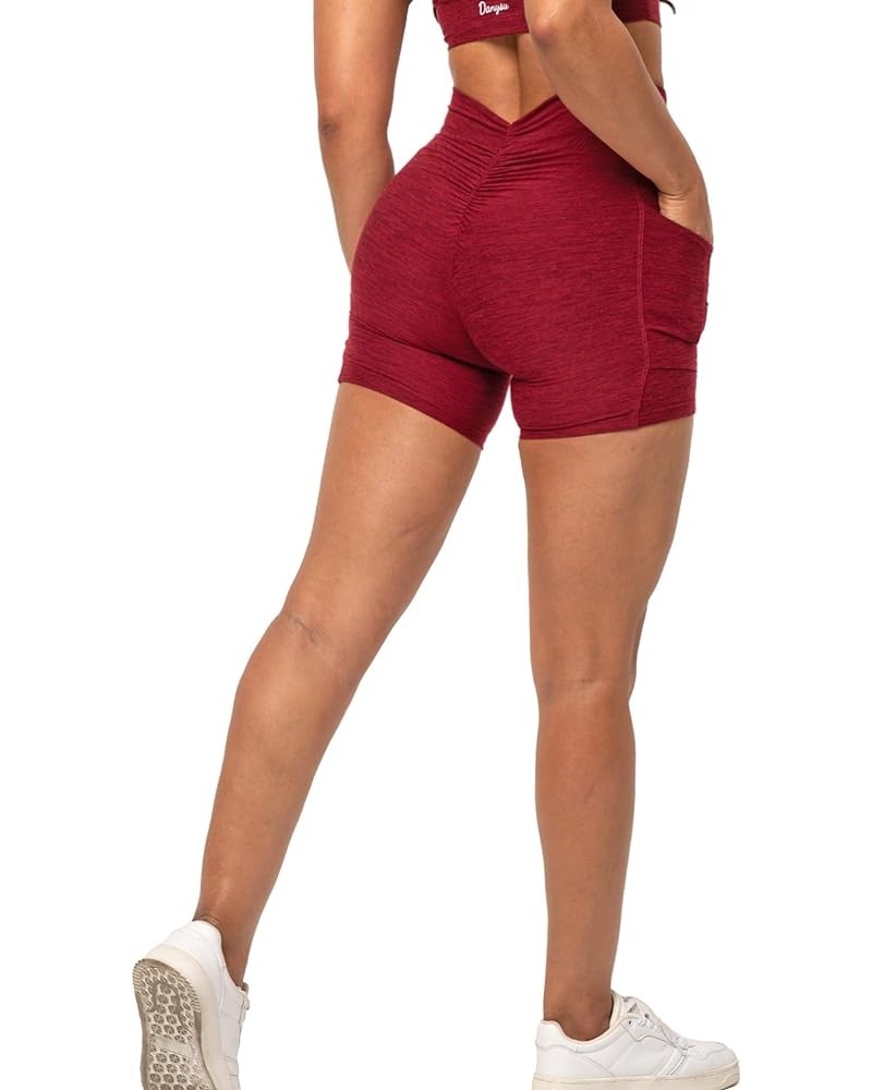 V-Cut Shorts Scrunch Butt Booty Workout Shorts High Waisted Lifting Athletic Gym Bottoms 2.pocket Heather Cherry Red $12.99 A...