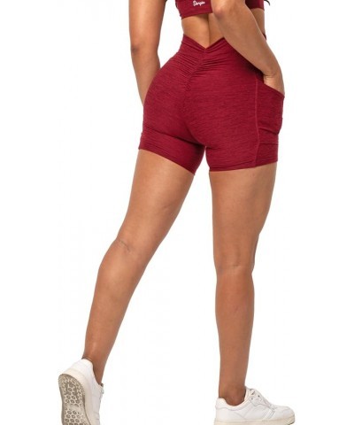 V-Cut Shorts Scrunch Butt Booty Workout Shorts High Waisted Lifting Athletic Gym Bottoms 2.pocket Heather Cherry Red $12.99 A...