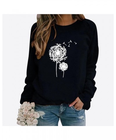 Cute Sweatshirts for Teens,Women's Long Sleeve Sweatshirt Casual Crewneck Loose Fit Pullover Fleece Fall Tops Black-a $8.32 A...