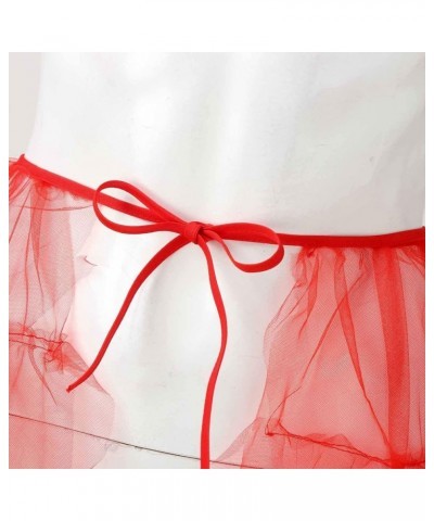 Woman's Cake High Waist Skirt Pleated Skirt Bubble Skirt Long High Low Ruffles Party Tulle Skirt Winter Skirts Red $13.51 Skirts