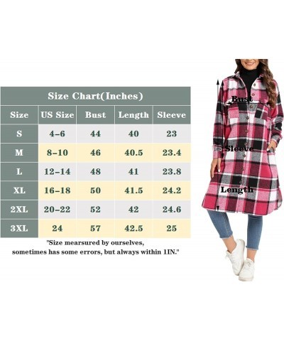 Women's Casual Button Down Flannel Long Plaid Shirts Jacket Coats with Pockets Rose $18.45 Jackets