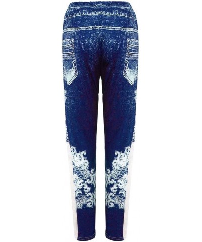 Fleece Lined Leggings Printed Pants Casual Elastic Slim Long Boot Women Pants Fleece Lined Leggings Blue-5 $8.91 Leggings