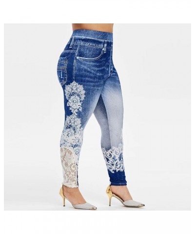 Fleece Lined Leggings Printed Pants Casual Elastic Slim Long Boot Women Pants Fleece Lined Leggings Blue-5 $8.91 Leggings