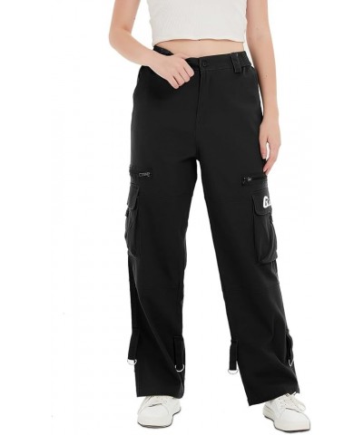 Cargo Pants Women with Pockets Baggy High Waist Adjustable Wide Leg Trousers Relaxed Fit Womens Fashion Techwear Black $21.65...