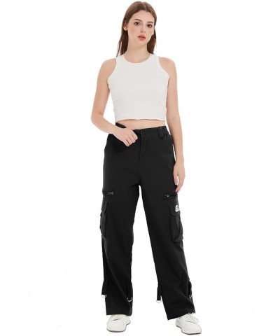 Cargo Pants Women with Pockets Baggy High Waist Adjustable Wide Leg Trousers Relaxed Fit Womens Fashion Techwear Black $21.65...