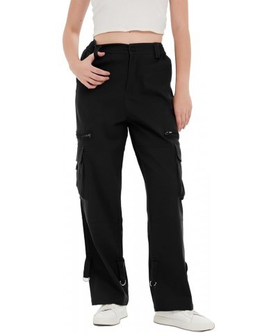 Cargo Pants Women with Pockets Baggy High Waist Adjustable Wide Leg Trousers Relaxed Fit Womens Fashion Techwear Black $21.65...