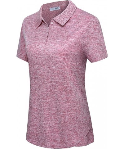 Polo Shirts for Women 3-Button Collared Short Sleeve Moisture Wicking Athletic Loose Yoga Tennis Golf Shirts Short Shirt Red ...