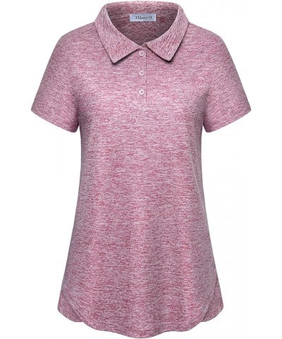 Polo Shirts for Women 3-Button Collared Short Sleeve Moisture Wicking Athletic Loose Yoga Tennis Golf Shirts Short Shirt Red ...