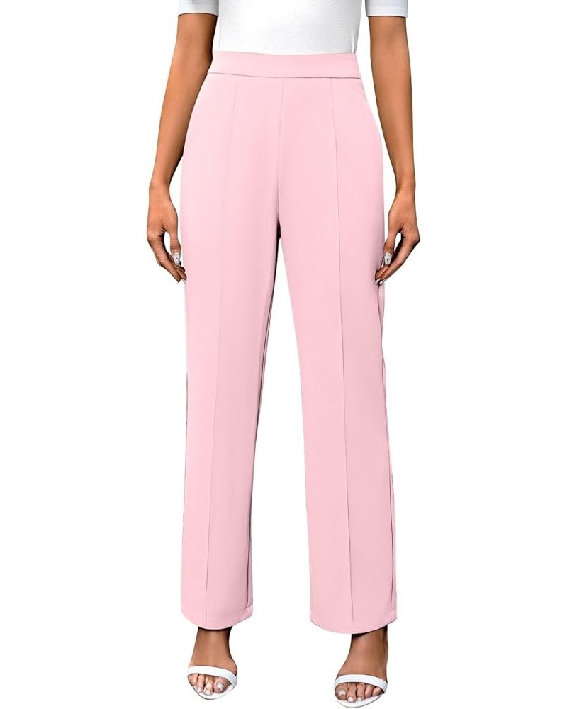 Women's Stretchy Straight Leg Dress Pants with Pockets Elastic High Waisted Business Office Casual Slacks with Pockets Red $8...