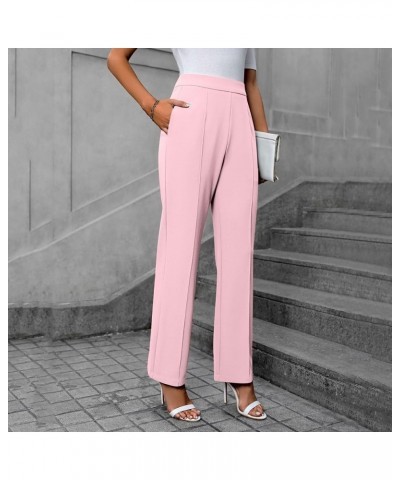 Women's Stretchy Straight Leg Dress Pants with Pockets Elastic High Waisted Business Office Casual Slacks with Pockets Red $8...