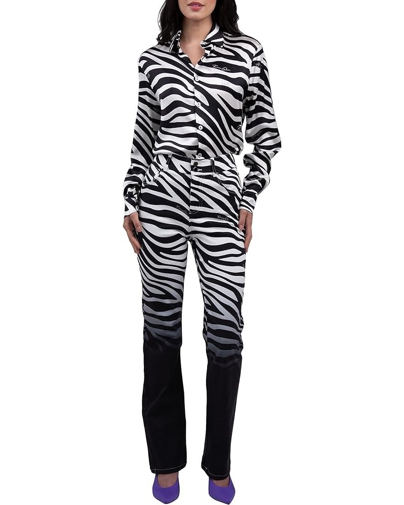 Women's Printed Flare Jean Zebra Ombre $52.09 Jeans