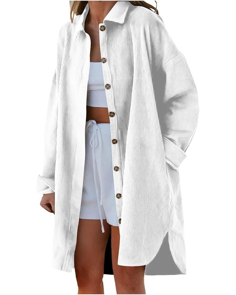 Women's Winter Coat for Women Solid Color Button Lapel Coat Collar Plush Long Sleeve Pocket Top Coat Trench Coats 4-white $19...